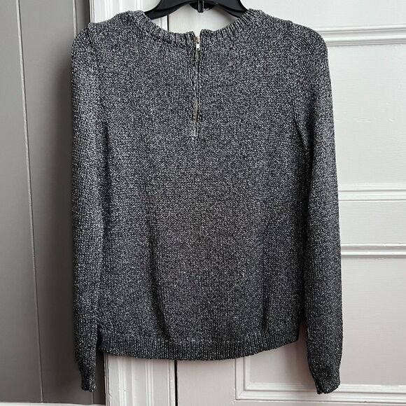 Forever 21 Divided Gray Silver Sparkly Metallic Crew Neck Sweater 4 - Picture 4 of 5